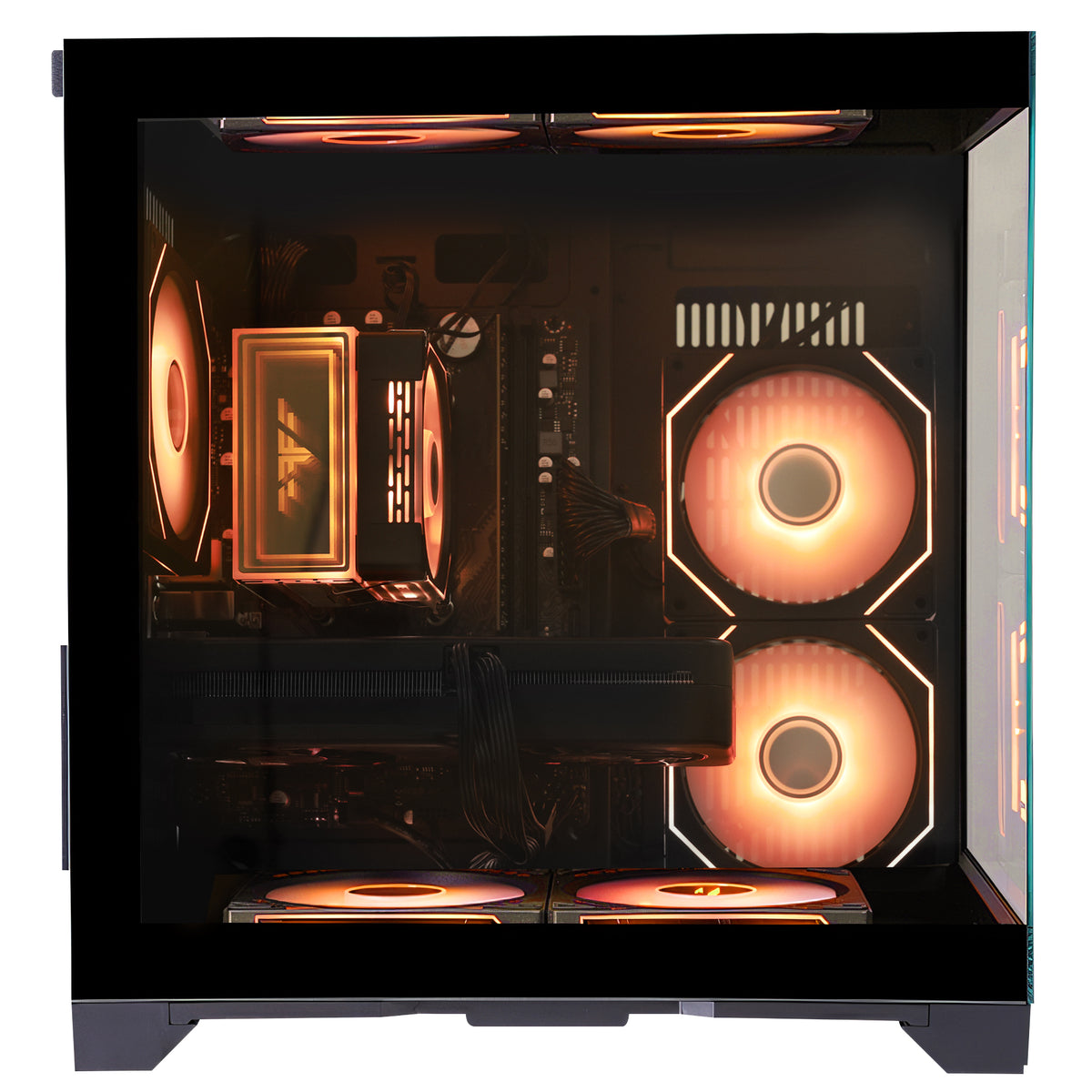 Back panel and connectivity ports of the Hoengager Gaming PC I5 14400f RTX 5060 Stealth Black High Performance