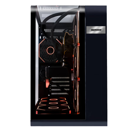 Back panel and connectivity ports of the Hoengager Gaming PC Ryzen 7 9800x3d RTX 5070 32gb Ddr5 Stealth Black 9000 Series High Performance