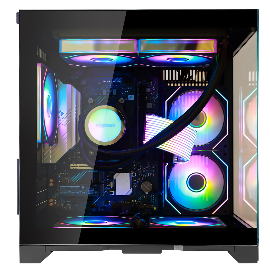 Hoengager Panorama -Radeon Vega 8 Integrated Graphics - Gaming PC - Ryzen 5000 Series - Ryzen 7 5700G | 6-Core 3.9 GHz - DDR4 3200 1TB SSD | Win11 | Software Control ARGB | Desktop PC Black