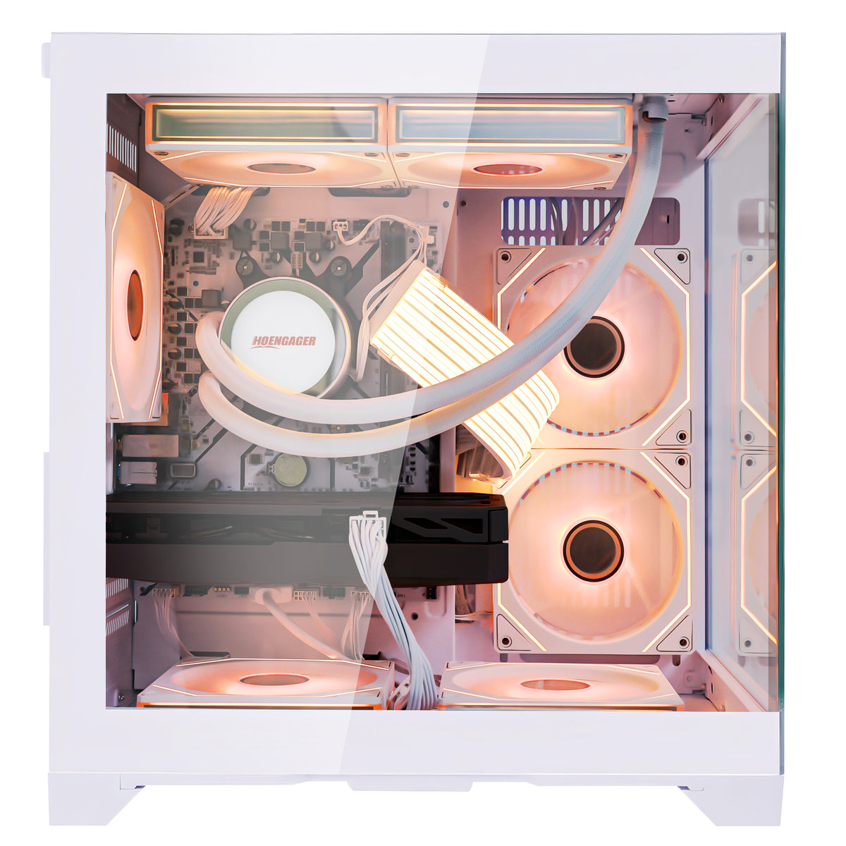 Hoengager Panaroma Ryzen 7 5700x RTX 3050 White Edition 5000 Series high-performance gaming PC - alternate view 6