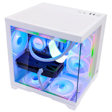 Back panel and connectivity ports of the Hoengager Panaroma Ryzen 7 5700x RTX 5060 White Edition 5000 Series Ultimate Build