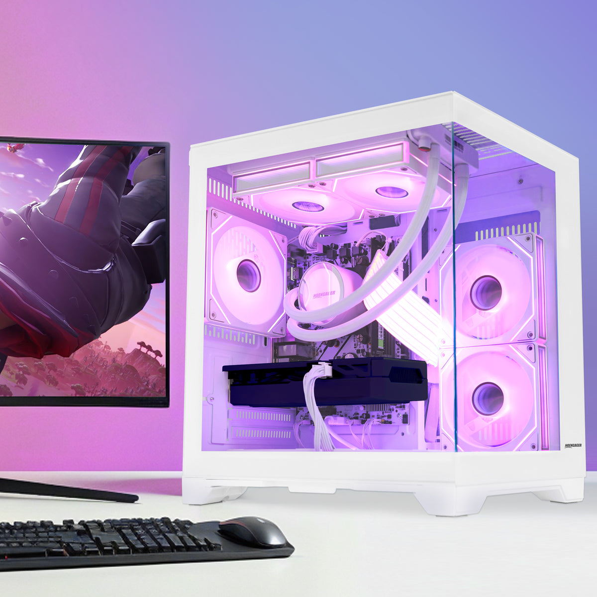 Hoengager Panaroma Ryzen 7 5700x RTX 5060 White Edition 5000 Series Ultimate Build high-performance gaming PC - alternate view 7