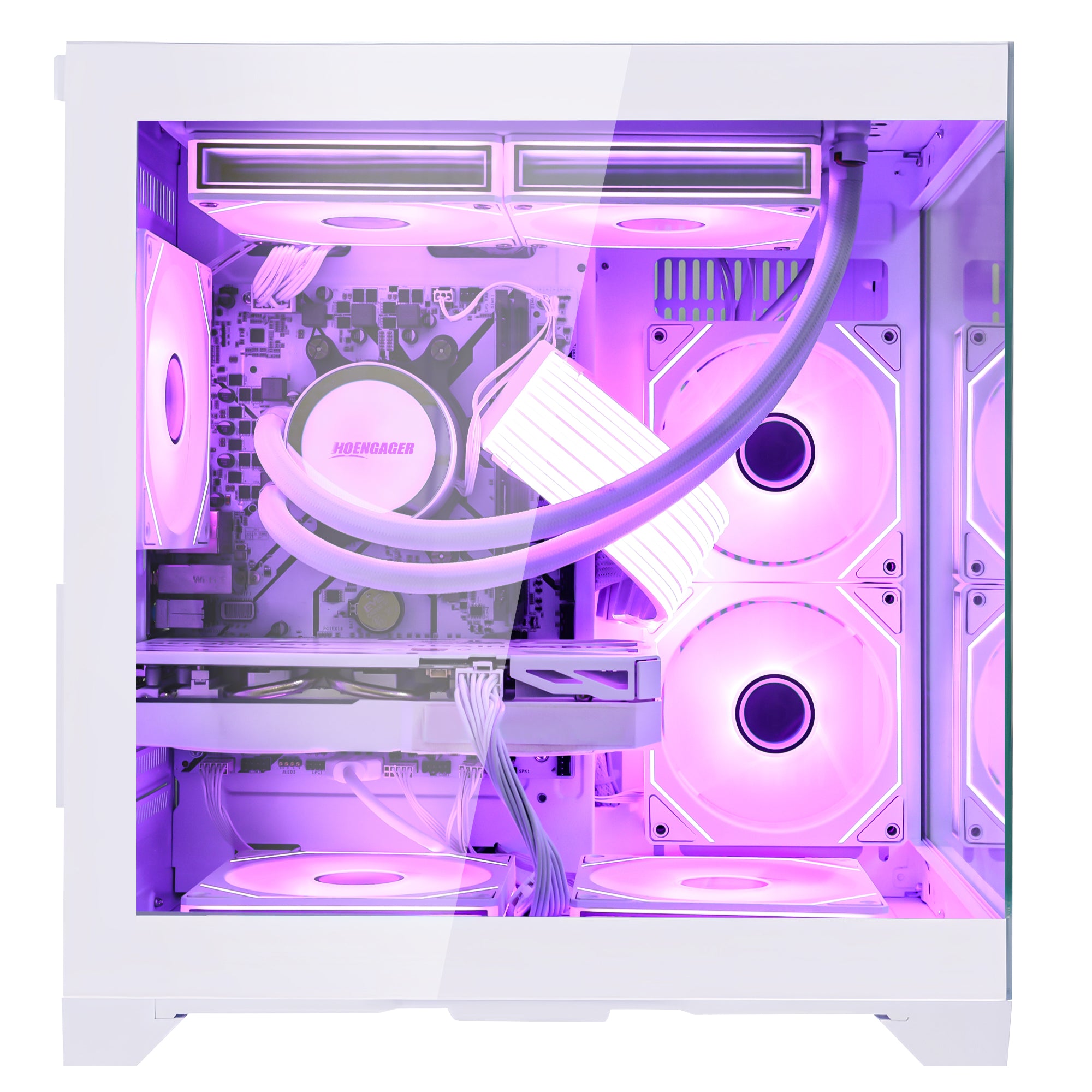Back panel and connectivity ports of the Hoengager Panaroma Ryzen 7 5700x RTX 5070 White Edition 5000 Series High Performance