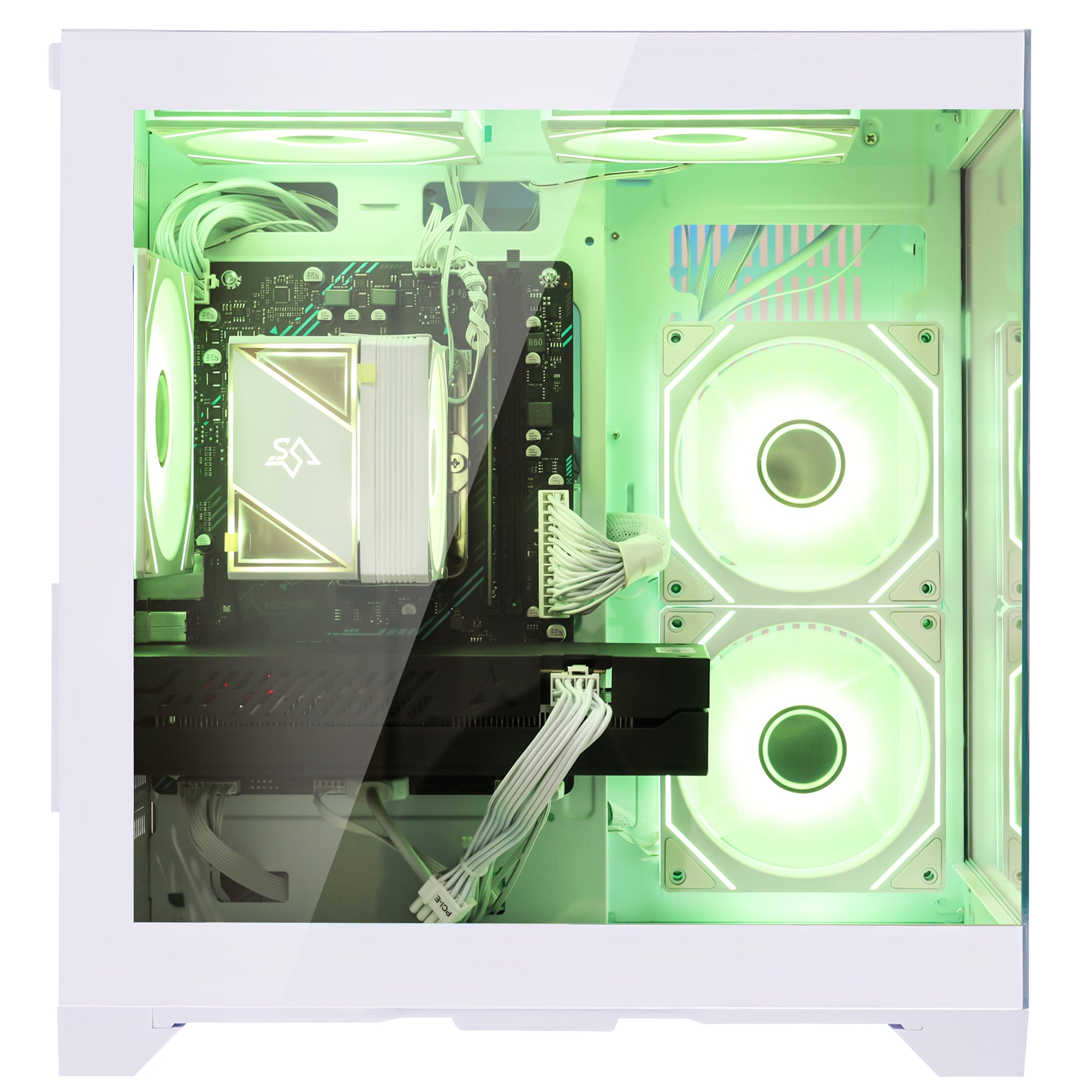 Rear view of Hoengager gaming PC showing I/O ports and connectivity