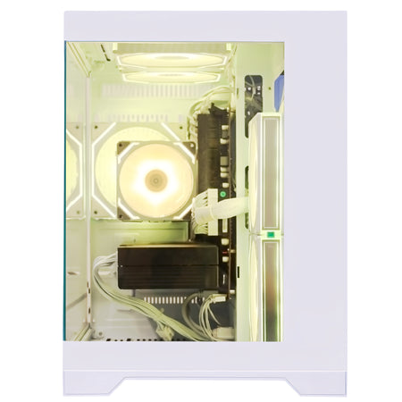 Hoengager desktop PC gaming build with illuminated RGB components