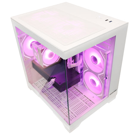 Internal layout of high-performance gaming PC in white chassis