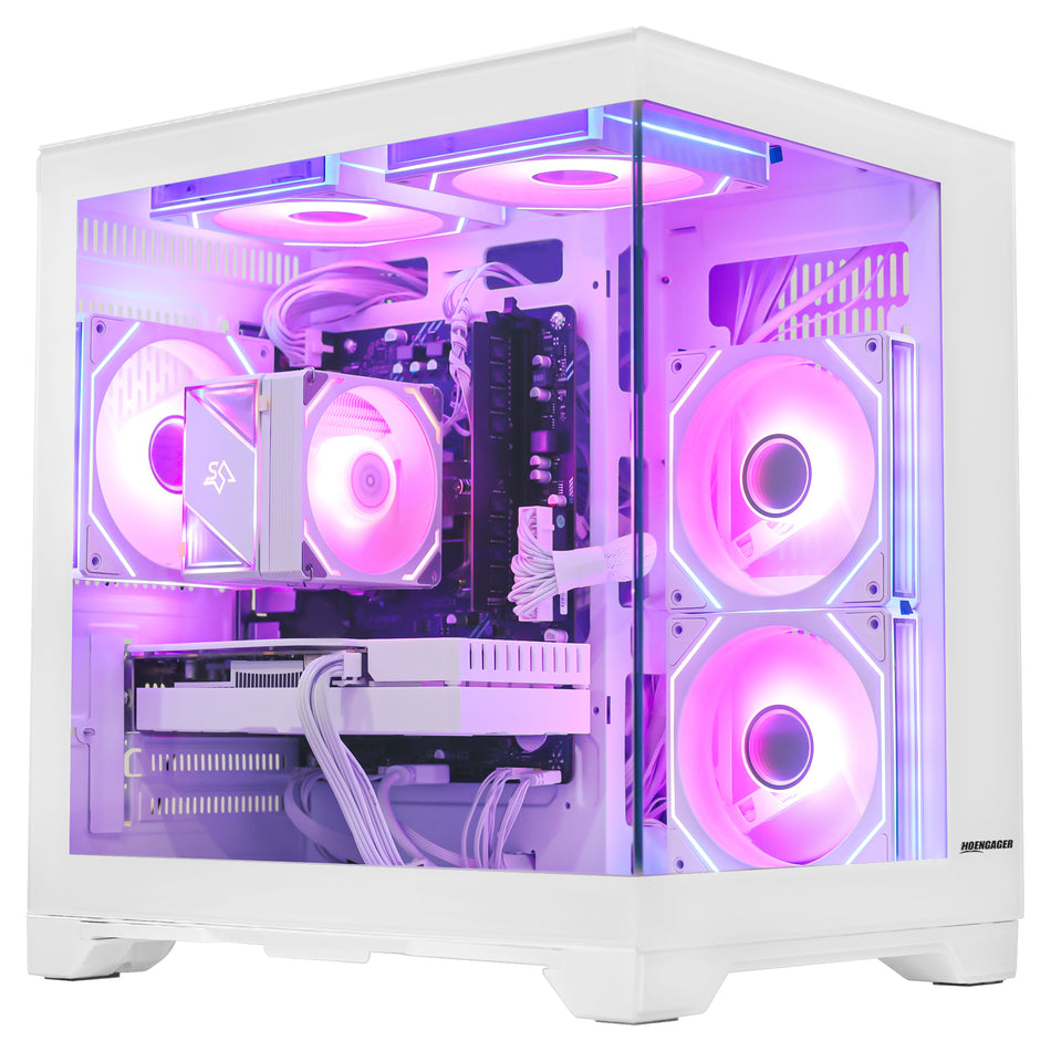 Hoengager King - Gaming PC - Ryzen 5000 Series - Ryzen 5 5500 | 6-Core 3.6 GHz - RX 6500 XT 4GB - DDR4 3200 SSD WIN 11 | Desktop PC White