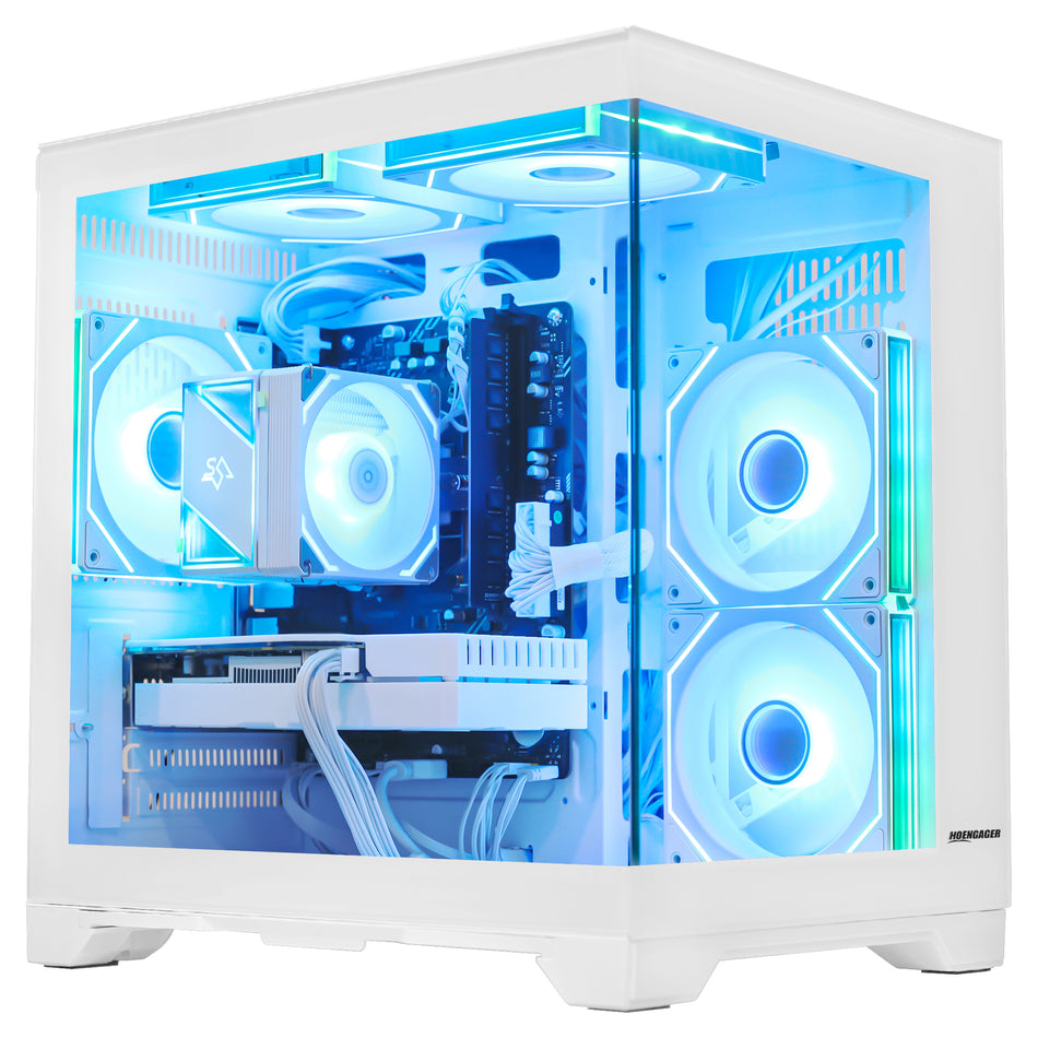 Hoengager King - Gaming PC - Ryzen 5000 Series - Ryzen 5 5500 | 6-Core 3.6 GHz - RX 6500 XT 4GB - DDR4 3200 SSD WIN 11 | Desktop PC White