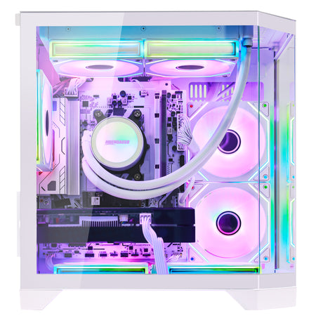 Hoengager Gaming PC a view from the glass pannel to see the inner components clearly, Ryzen 5 9600X GEFORCE 5070 12gb GPU, 7 ARGB fans