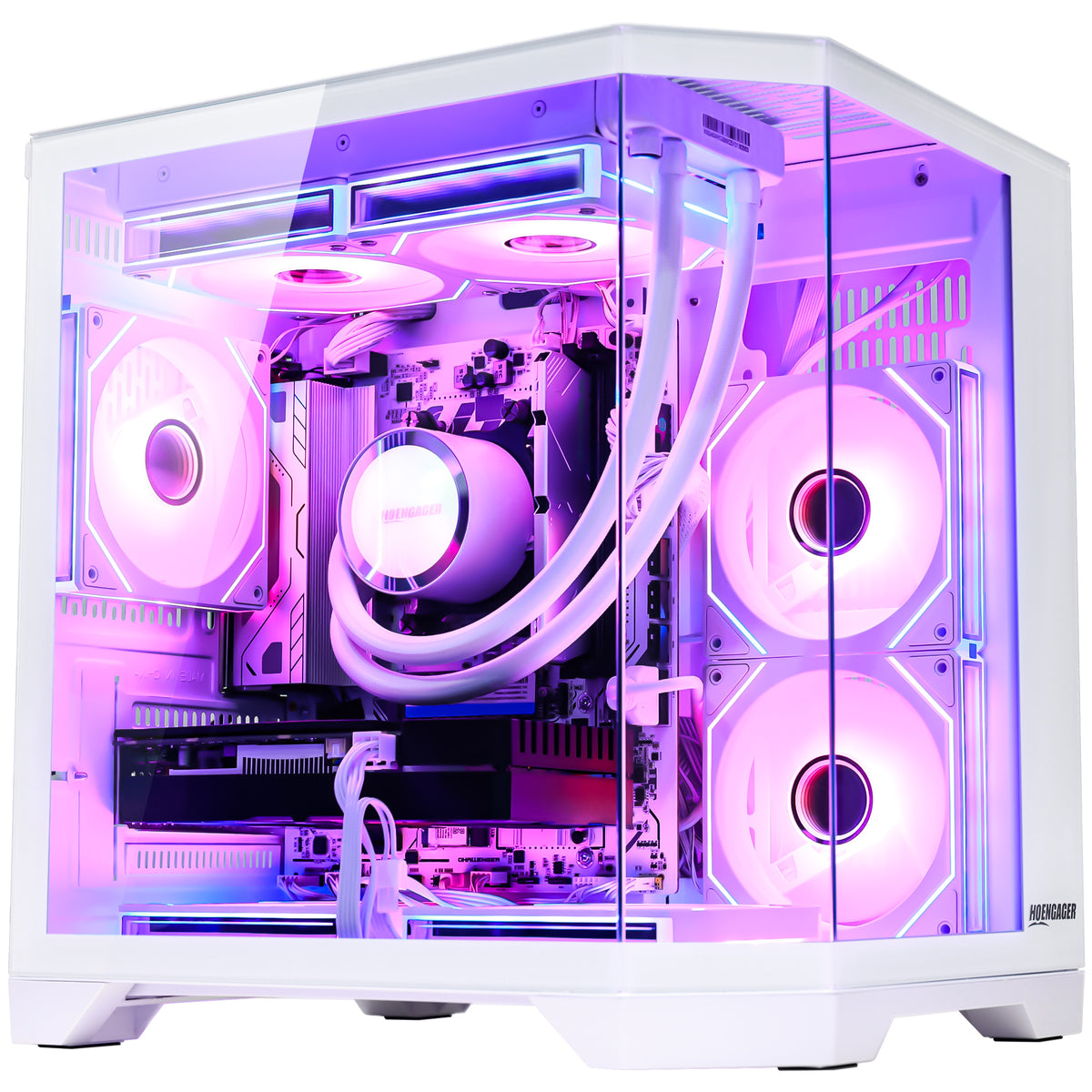 main photo for demonstration of Hoengager Gaming PC Ocean of Stars product series, this PC comes with Ryzen 9600X and AMD Radeon 9070 16GB GPU