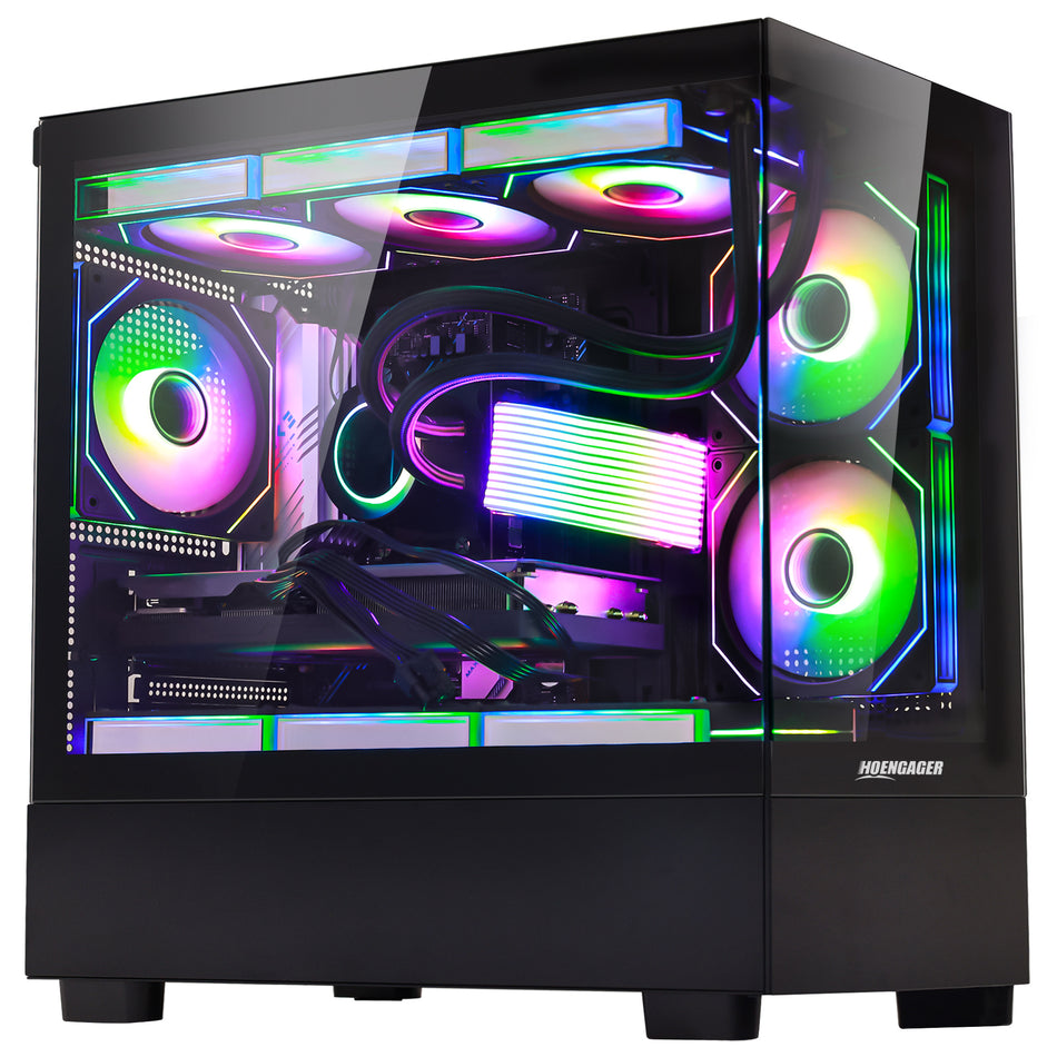 Hoengager Ocean Park - Gaming PC - Powered by AMD Ryzen 5000 Series - Ryzen 7 5700X | 8-Core 3.4 GHz - RTX 5060 - DDR4 3200 1 TB PCI E 1TB Gen4 SSD | Win 11 Desktop PC Black