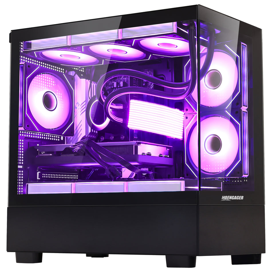 Hoengager Ocean Park - Gaming PC - Powered by AMD Ryzen 5000 Series - Ryzen 7 5700X | 8-Core 3.4 GHz - RTX 5060 - DDR4 3200 1 TB PCI E 1TB Gen4 SSD | Win 11 Desktop PC Black