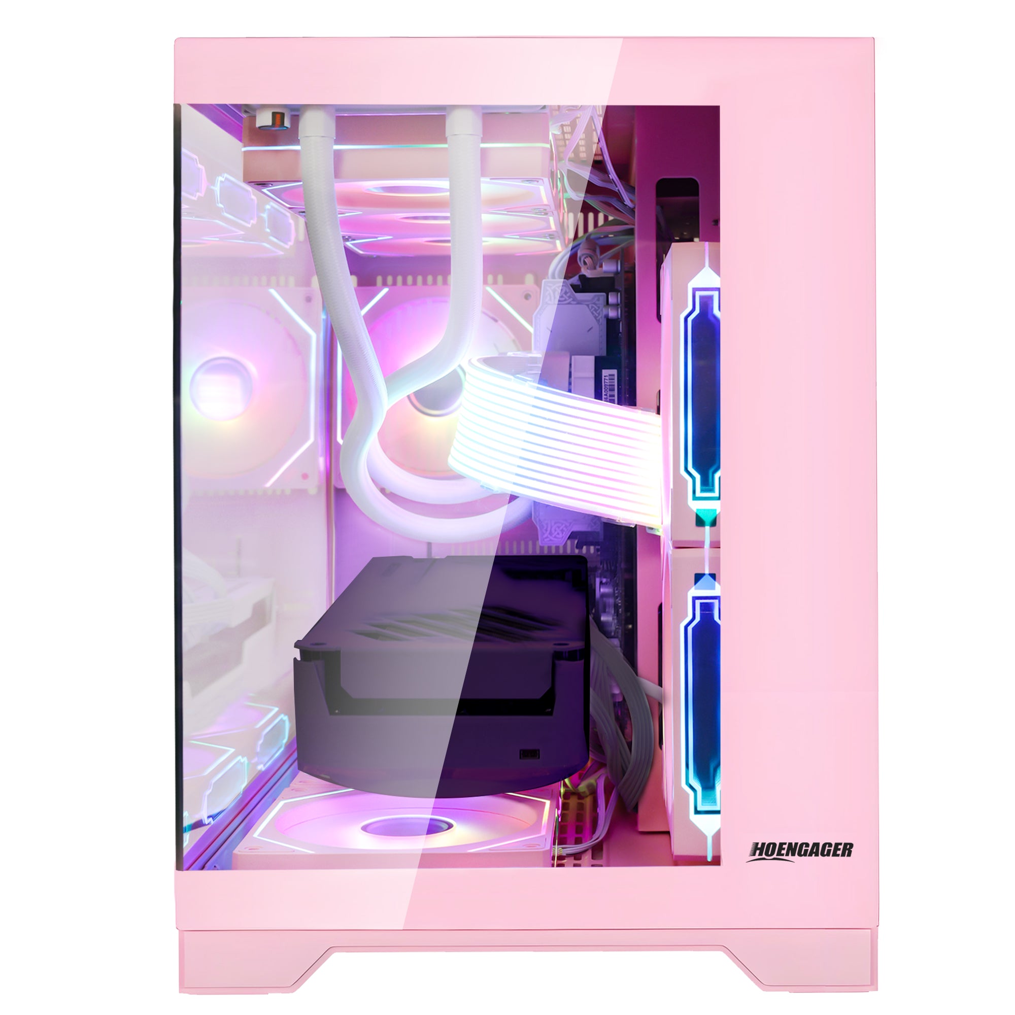Hoengager Gaming PC Ryzen 7 9800x3d RX 9060 XT Liquid Cooled 9000 Series Ultimate Build high-performance gaming PC - alternate view 6