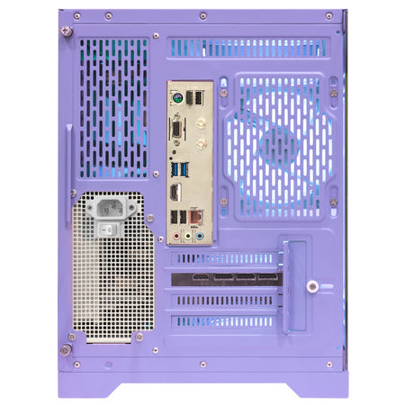 Hoengager Gaming PC RGB back ports, USB, Video ports blue case GeForce RTX 5060 Ti 16GB AMD Ryzen 5 9600X Software Control RGB AIO LCD Cooler with Custom Images & GIFs