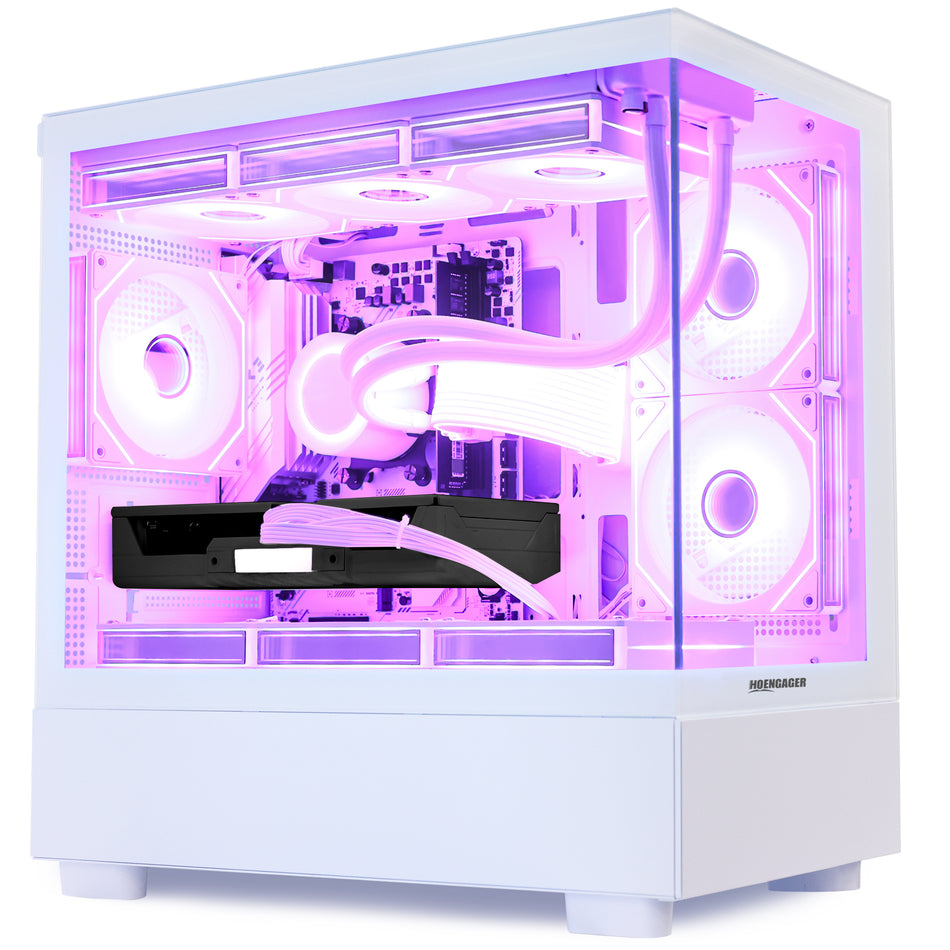 Hoengager Ocean Park - Gaming PC - Powered by AMD Ryzen 5000 Series - Ryzen 7 5700X | 8-Core 3.4 GHz - Radeon RX 9060 XT 8GB - DDR4 3200 Windows 11 Desktop PC White