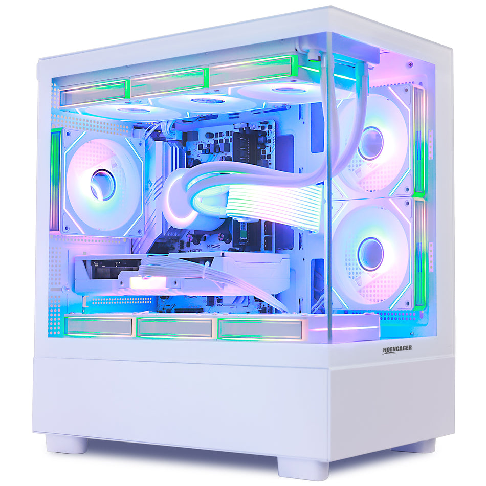 Hoengager Ocean Park - Gaming PC - Powered by AMD Ryzen 5000 Series - Ryzen 7 5700X | 8-Core 3.4 GHz - RTX 5060 - DDR4 3200 1 TB PCI E 1TB Gen4 SSD | Win 11 Desktop PC White