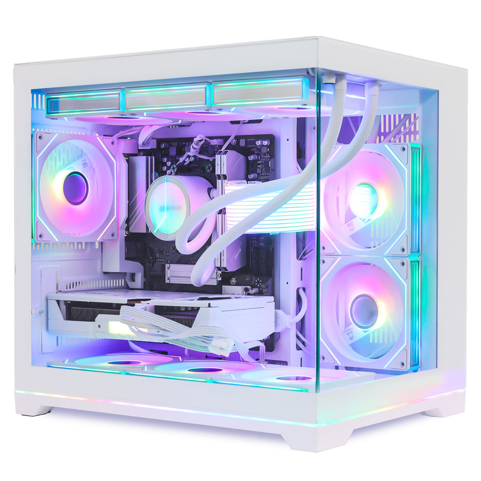 HOENGAGER Superview Gaming PC - Powered by AMD Ryzen 9000 - Ryzen 7 9800X3D | Radeon RX 9070 XT 16GB | 32GB DDR5 RAM 1TB NVMe 1TB Gen4 SSD | Win 11 | White